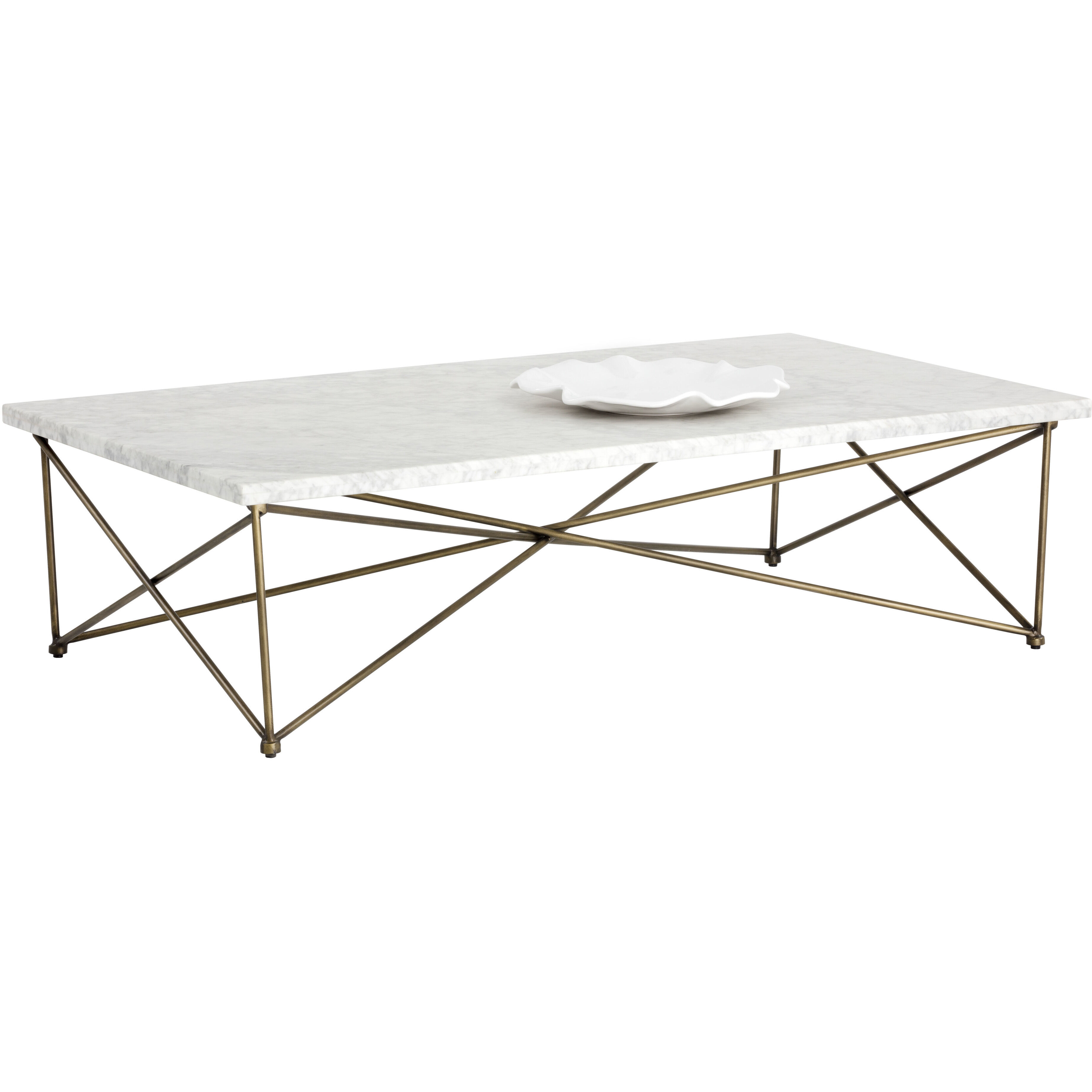 Skyy 55 X 31.5 inch White / Antique Brass Coffee Table